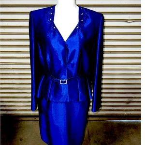 Tahari Asl Lux Purple Bead Embellishment Suit Sz 12